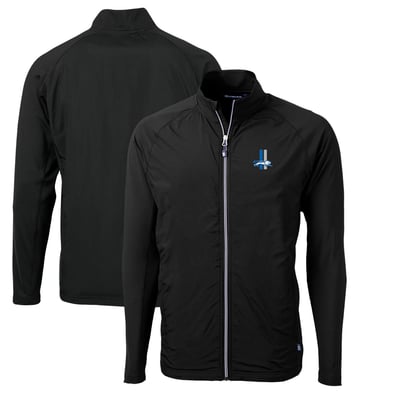 Detroit Lions Cutter & Buck Adapt Eco Knit Hybrid Recycled Full-Zip Throwback Jacket - Black