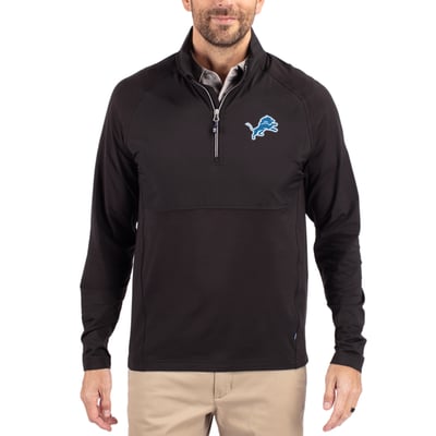 Detroit Lions Cutter & Buck Adapt Eco Knit Hybrid Recycled Quarter-Zip Raglan Jacket - Black