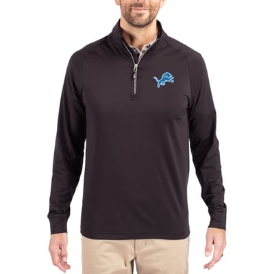 Detroit Lions Cutter & Buck Adapt Eco Knit Quarter-Zip Pullover Jacket - Black