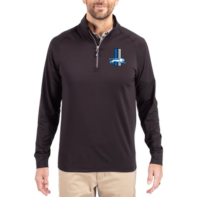 Detroit Lions Cutter & Buck Adapt Eco Knit Stretch Recycled Quarter-Zip Throwback Pullover Top - Black