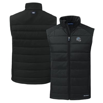 Detroit Lions Cutter & Buck Helmet Evoke Hybrid Eco Softshell Recycled Full-Zip Vest - Black