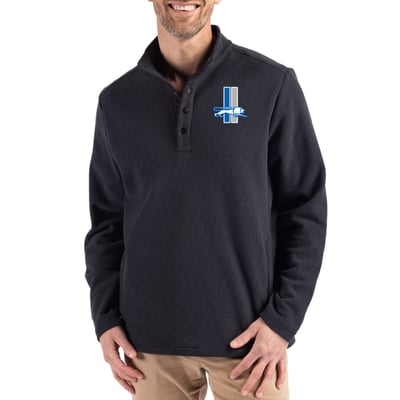 Detroit Lions Cutter & Buck Hunts Point Eco Textured Fleece Recycled Half-Snap Sweatshirt - Black
