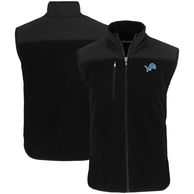 Detroit Lions Cutter & Buck Primary Mark Cascade Eco Sherpa Fleece Full-Zip Vest - Black
