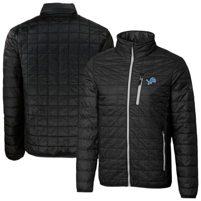 Detroit Lions Cutter & Buck Rainier PrimaLoft Eco Insulated Full-Zip Puffer Jacket - Black