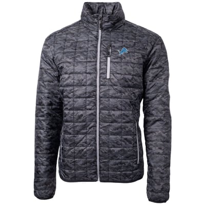 Detroit Lions Cutter & Buck Rainier Printed Full-Zip Puffer Jacket - Black