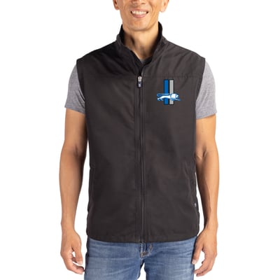  Detroit Lions Cutter & Buck Throwback Charter Eco Recycled Full-Zip Vest - Black