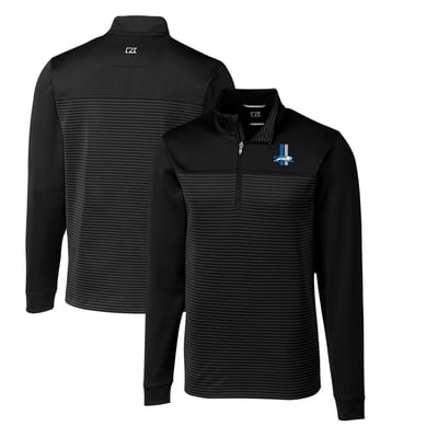 Detroit Lions Cutter & Buck Throwback Logo Traverse Stripe Stretch Quarter-Zip Pullover Top - Black