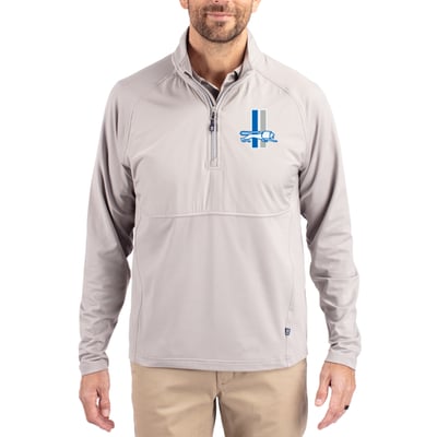 Detroit Lions Cutter & Buck Adapt Eco Knit Hybrid Recycled Quarter-Zip Throwback Pullover Top - Gray