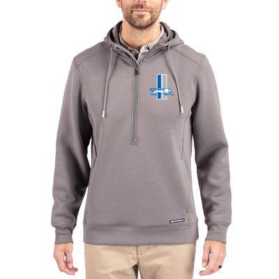 Detroit Lions Cutter & Buck Throwback Roam Eco Half-Zip Recycled Pullover Hoodie - Gray