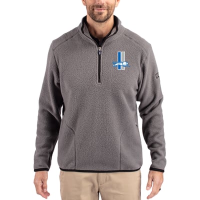 Detroit Lions Cutter & Buck Throwback Cascade Eco Sherpa Fleece Quarter-Zip Pullover Jacket - Gray/Black