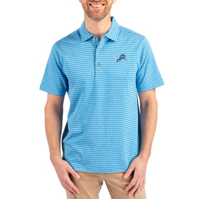 Detroit Lions Cutter & Buck  Forge Eco Heathered Stripe Stretch Recycled Polo - Heather Blue