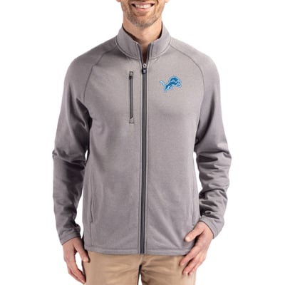 Detroit Lions Cutter & Buck Peshastin Eco Fleece Recycled Raglan Tri-Blend Full-Zip Jacket -  Heather Gray