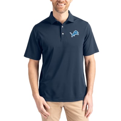 Detroit Lions Cutter & Buck Virtue Eco Pique Recycled Polo - Navy