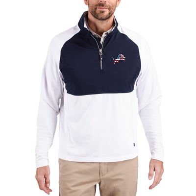 Detroit Lions Cutter & Buck Adapt Eco Knit Hybrid Recycled Quarter-Zip Pullover Top - White