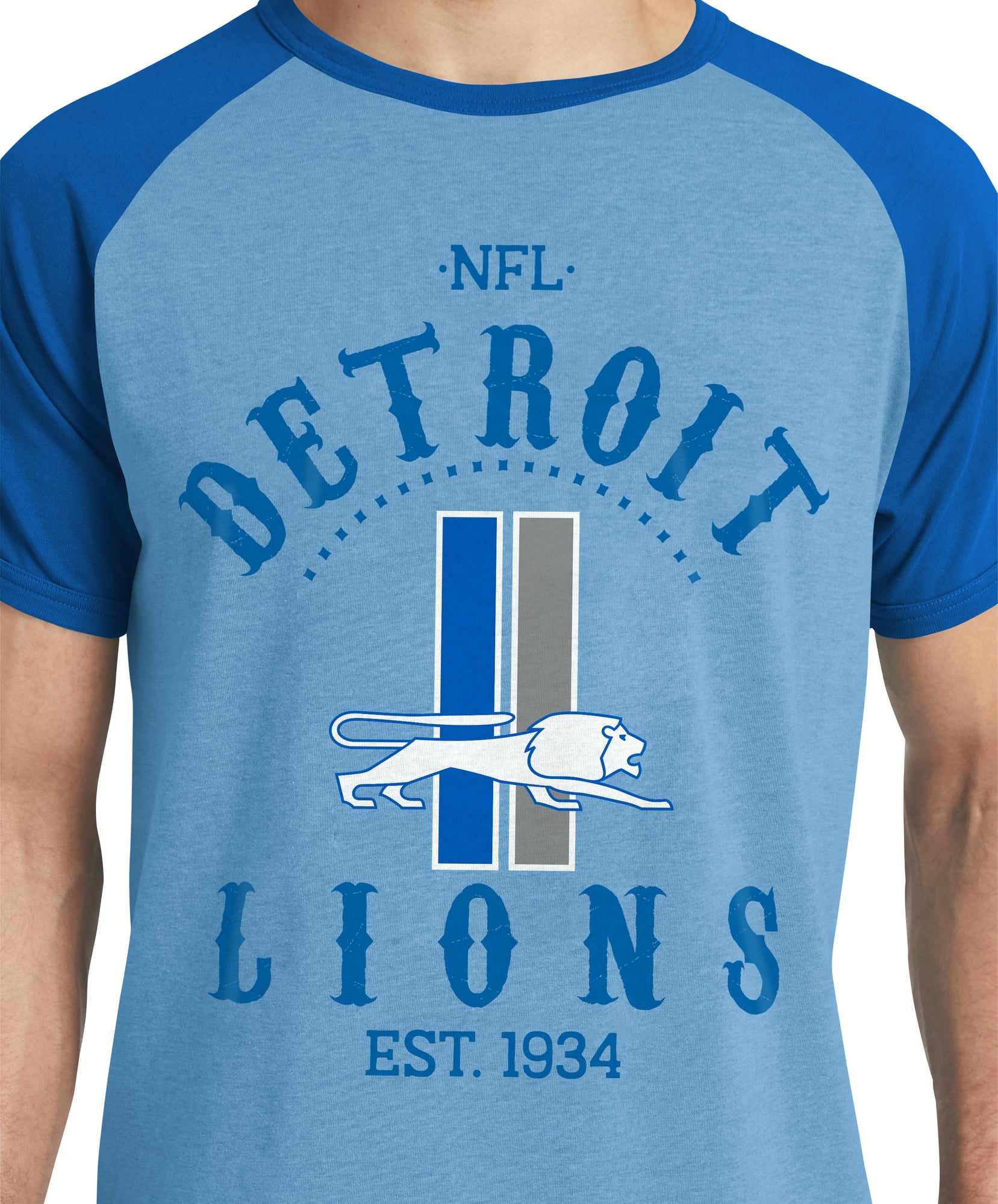 T-shirt raglan bleu Detroit Lions de la collection Darius Rucker pour homme par Fanatics