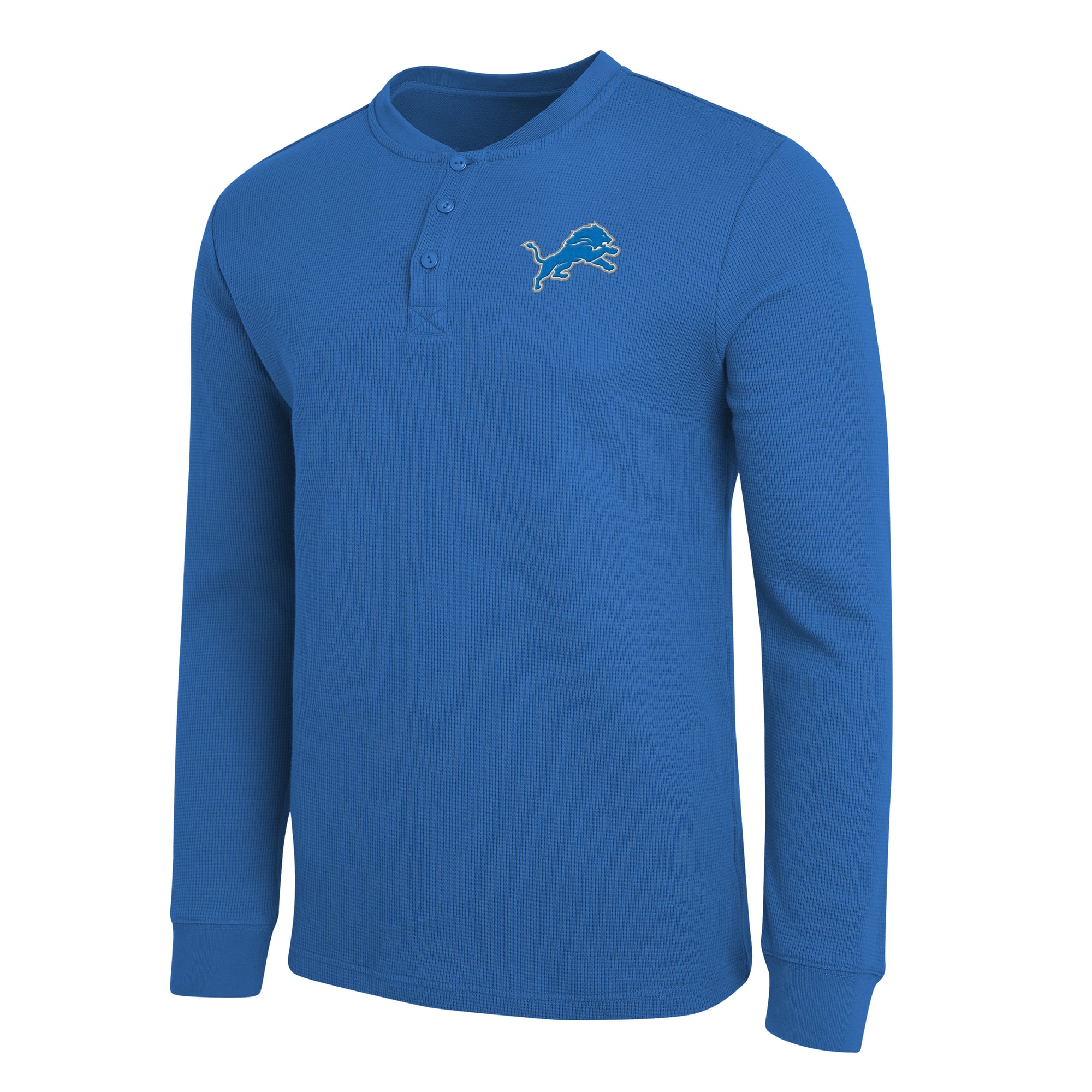 Men's Darius Rucker Collection by Fanatics  Blue Detroit Lions Waffle-Knit Henley Long Sleeve T-Shirt