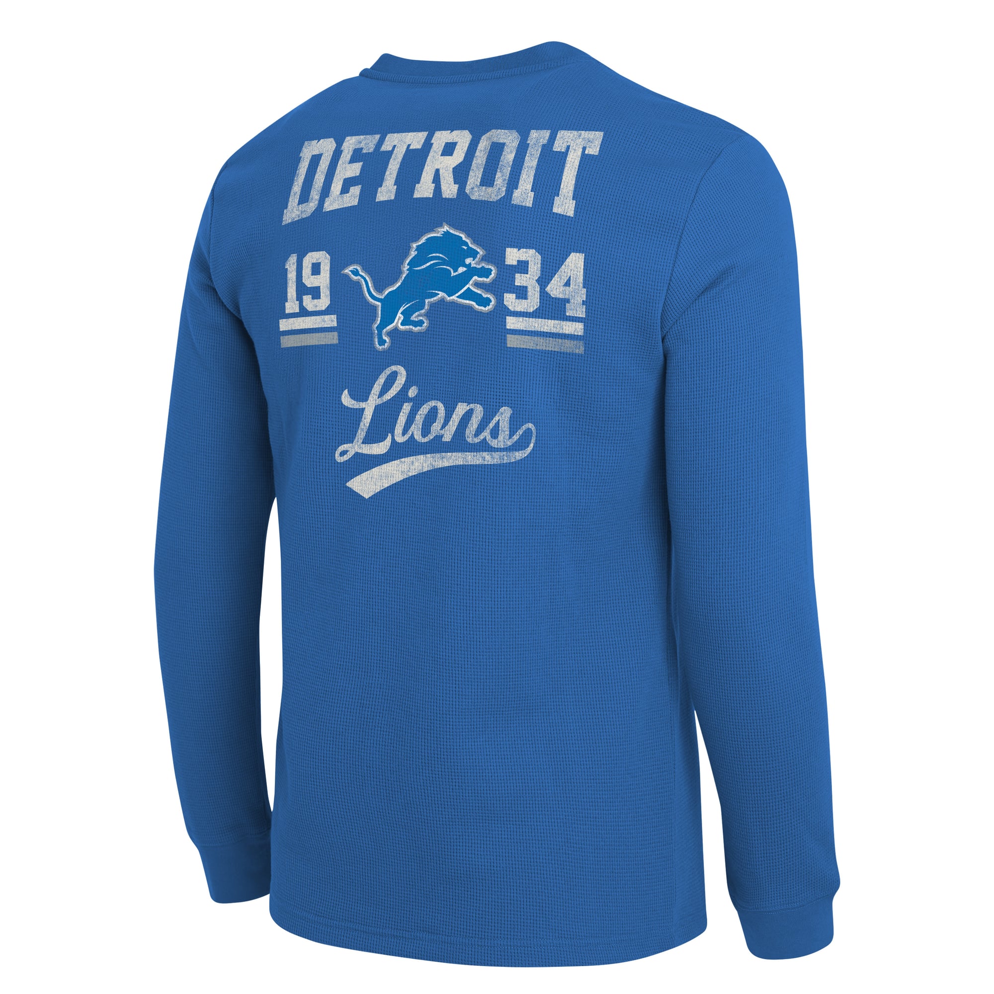 Men's Darius Rucker Collection by Fanatics  Blue Detroit Lions Waffle-Knit Henley Long Sleeve T-Shirt