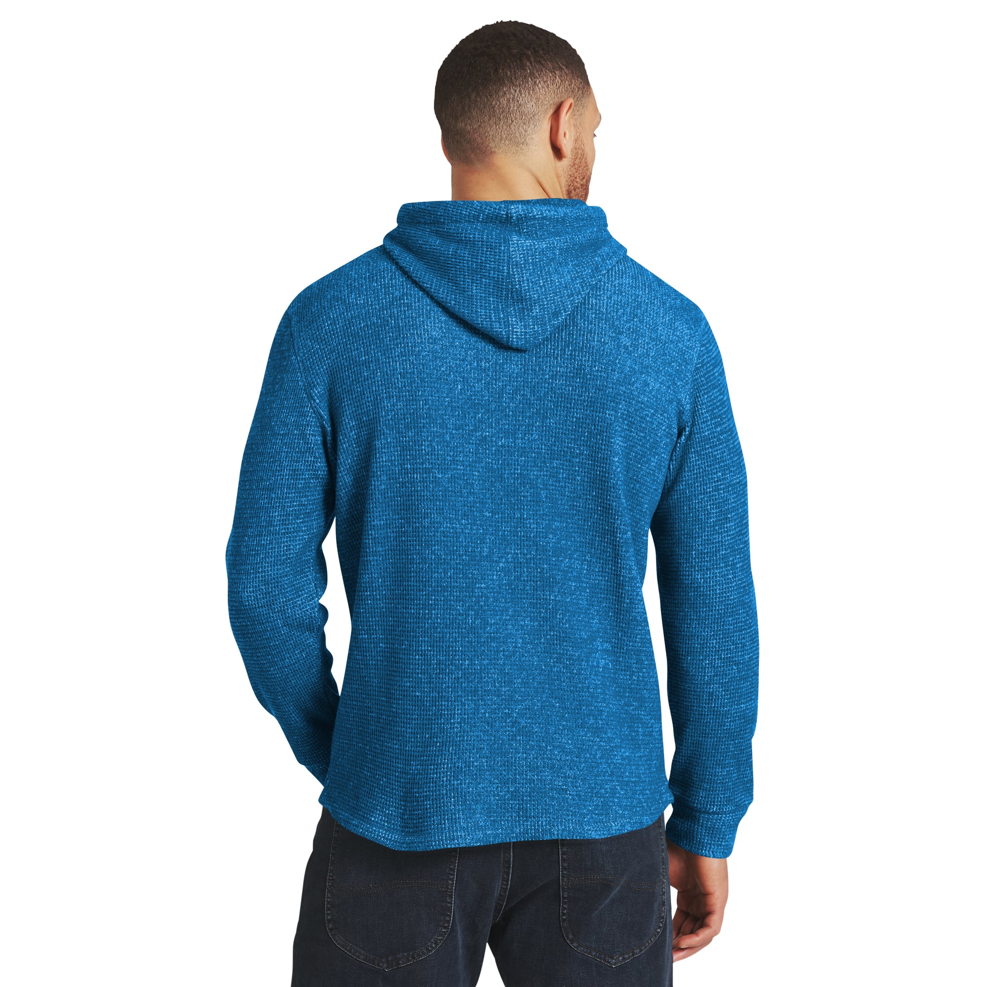 Men's Darius Rucker Collection by Fanatics Blue Detroit Lions Waffle Knit Hooded Tri-Blend Long Sleeve T-Shirt