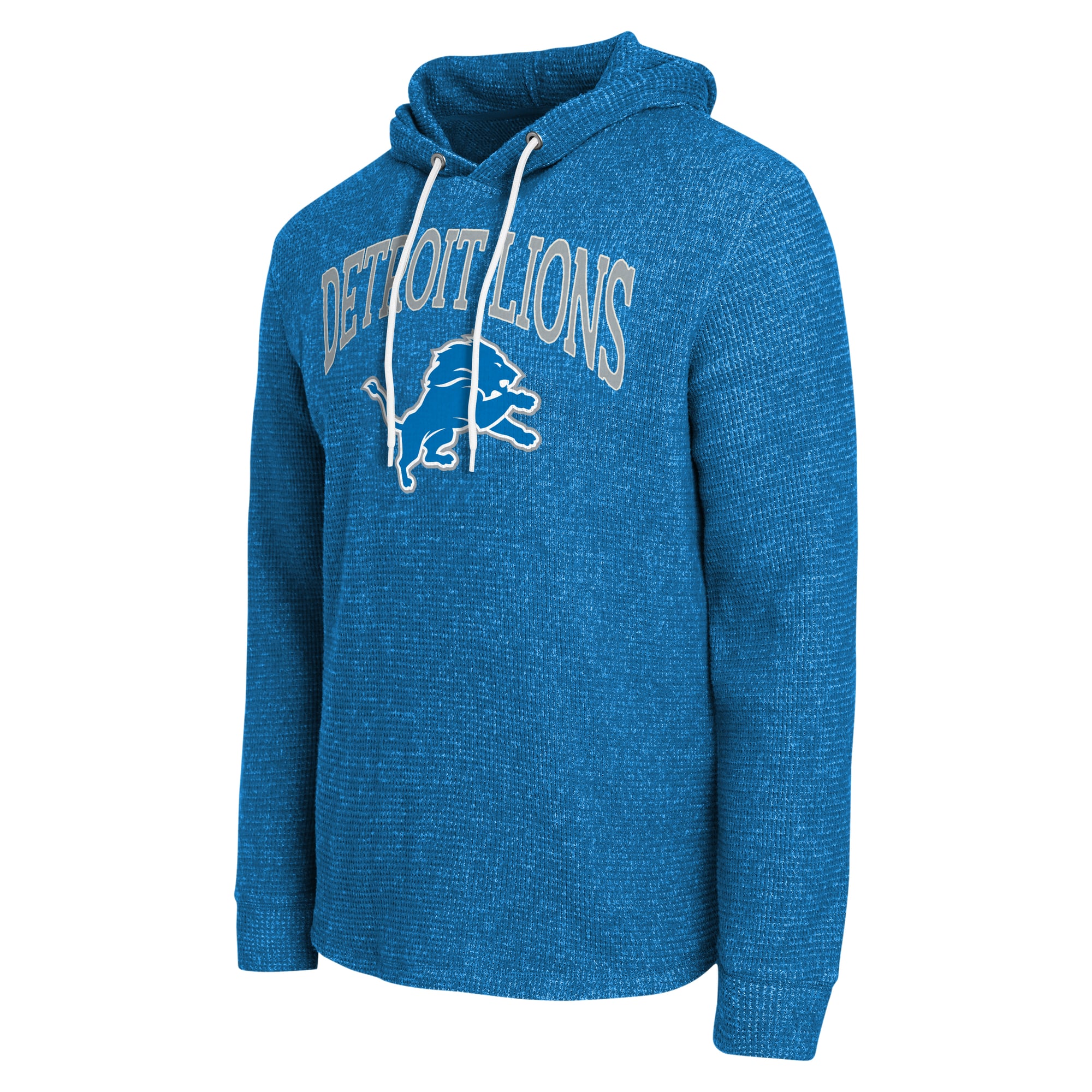 Men's Darius Rucker Collection by Fanatics Blue Detroit Lions Waffle Knit Hooded Tri-Blend Long Sleeve T-Shirt