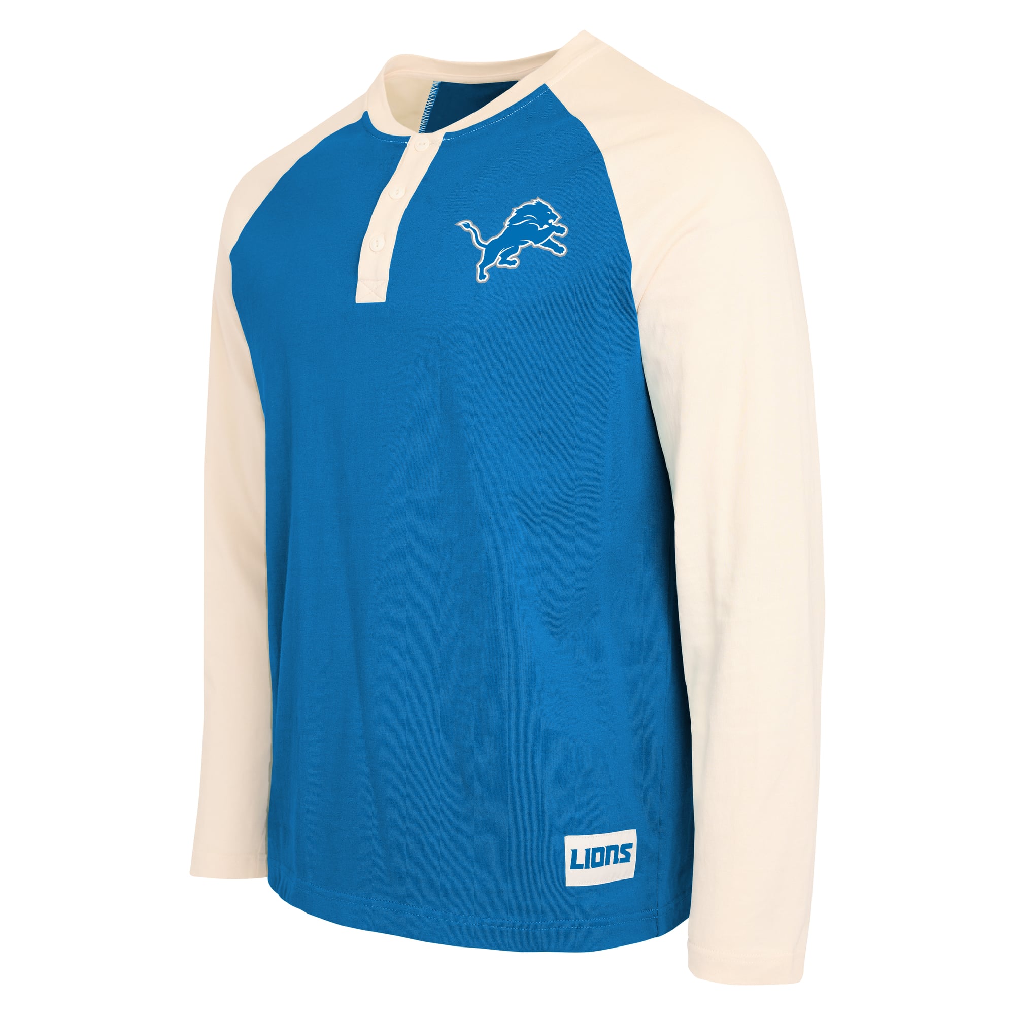 T-shirt Henley à manches longues bleu et blanc Detroit Lions de la collection Darius Rucker pour homme par Fanatics
