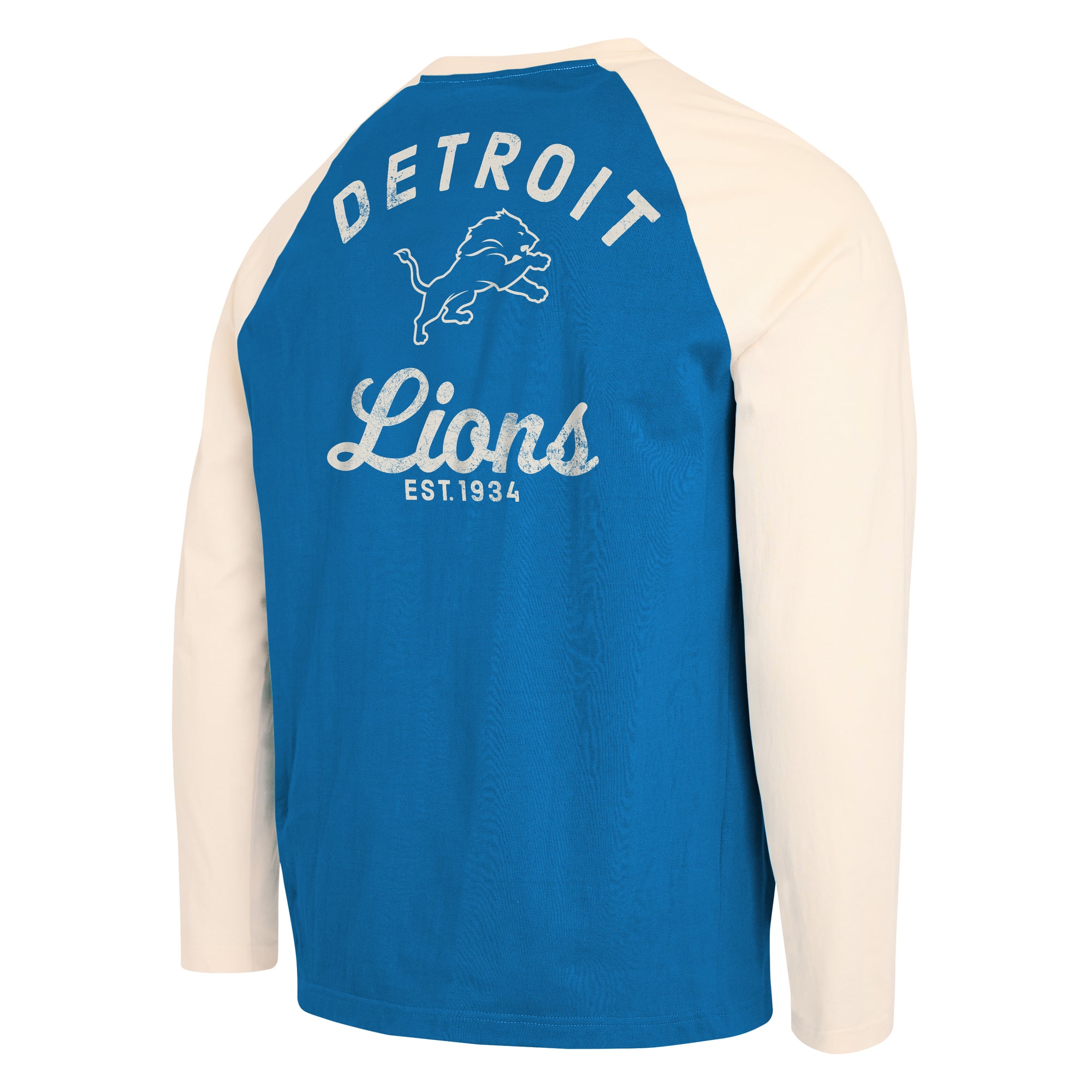 T-shirt Henley à manches longues bleu et blanc Detroit Lions de la collection Darius Rucker pour homme par Fanatics