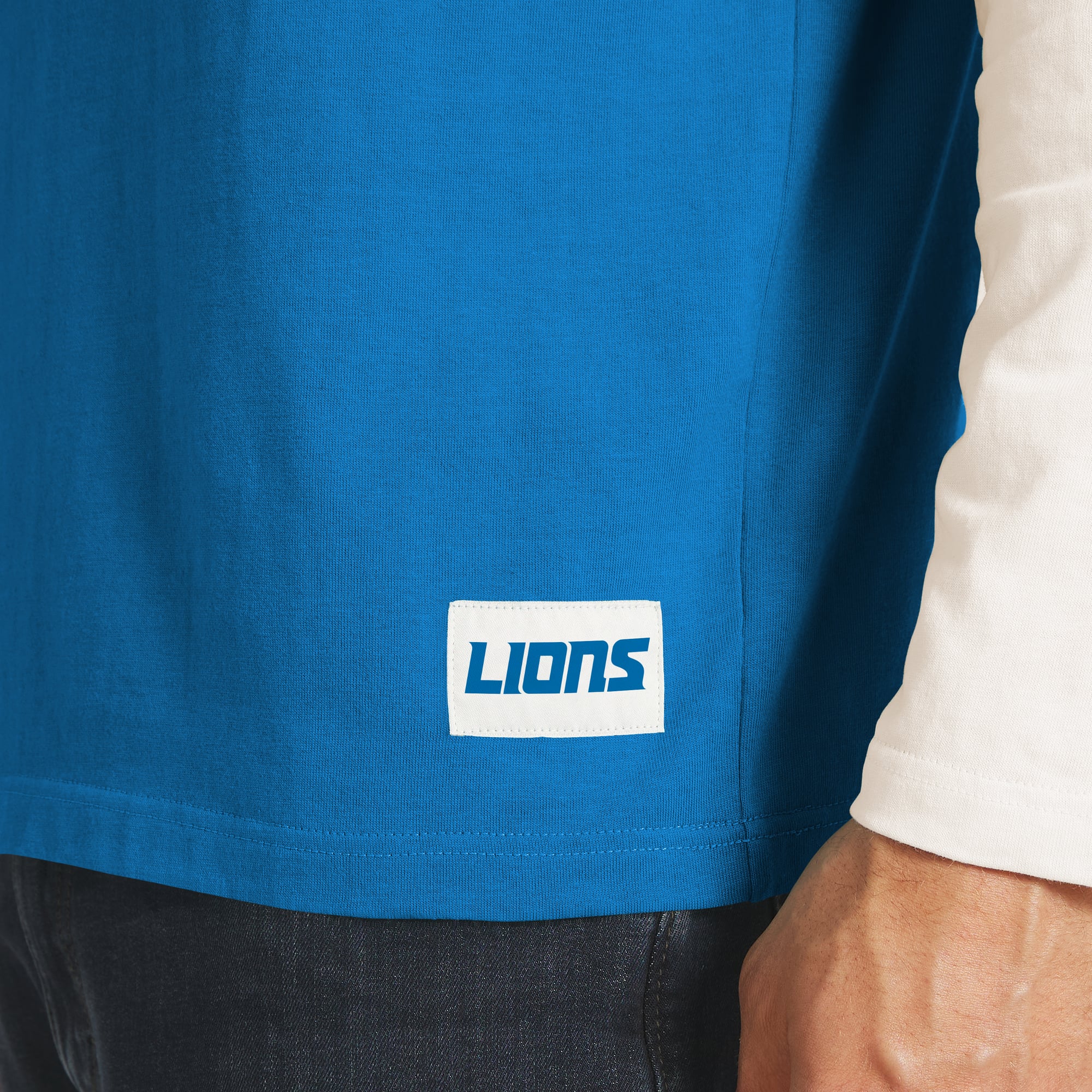 T-shirt Henley à manches longues bleu et blanc Detroit Lions de la collection Darius Rucker pour homme par Fanatics