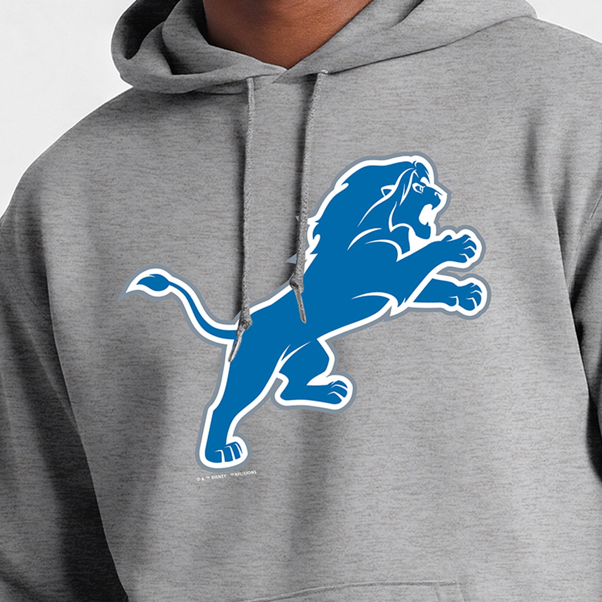 Sweat-shirt à capuche intégral Disney x Champion gris chiné Detroit Lions pour homme