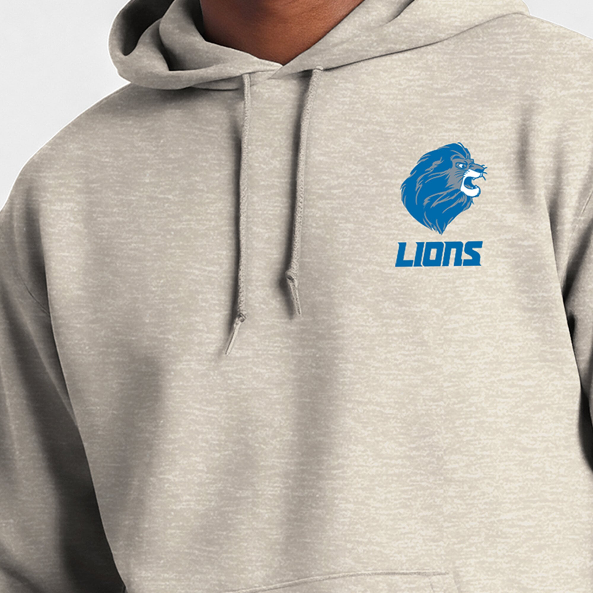 Sweat à capuche Disney x Champion Oatmeal Detroit Lions Powerblend Fullback pour homme