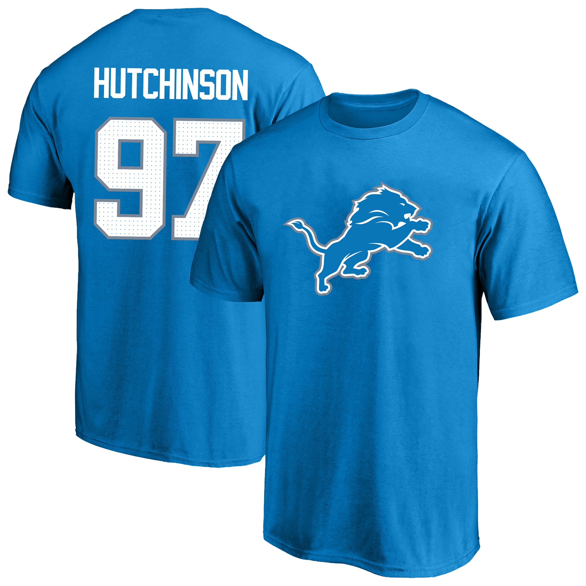 Men's Fanatics Aidan Hutchinson Blue Detroit Lions Big & Tall Player Name Number T-Shirt