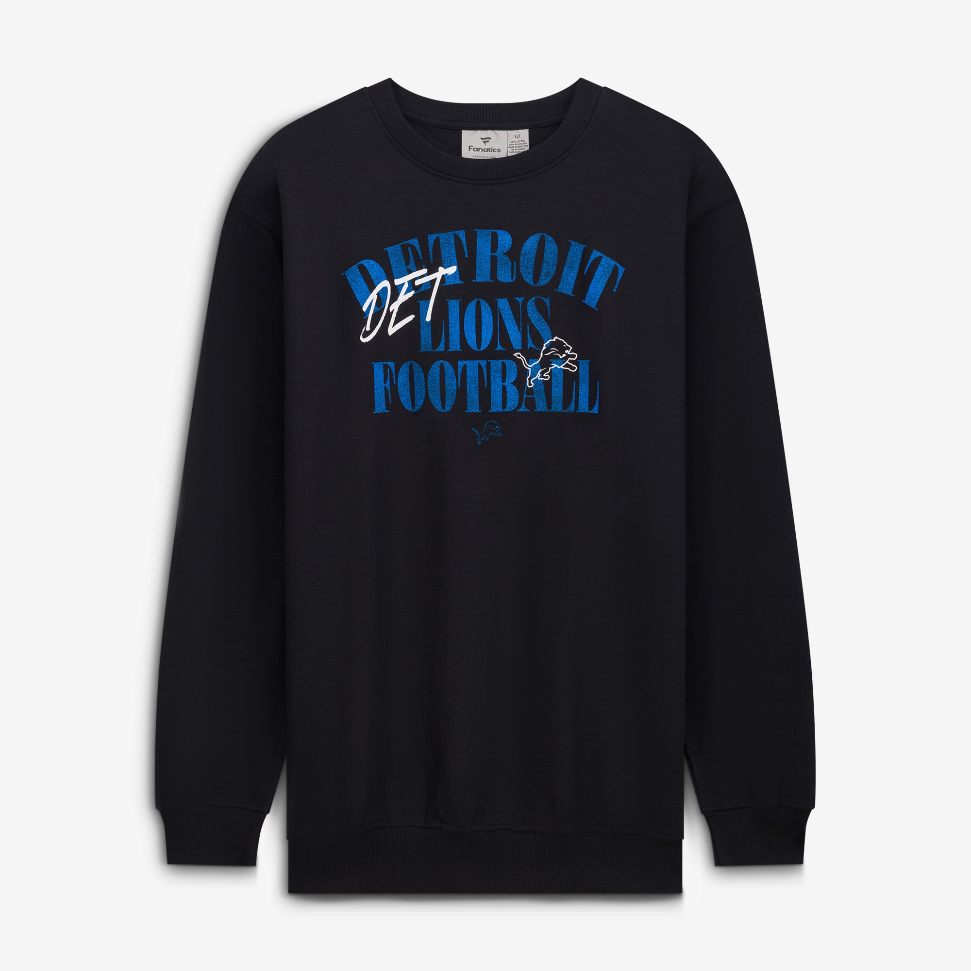 Sweat-shirt mi-temps décontracté Detroit Lions noir pour homme, grandes tailles, de la marque Fanatics.