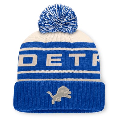 Detroit Lions Fanatics Men's Cuffed Knit Hat with Pom - Blue