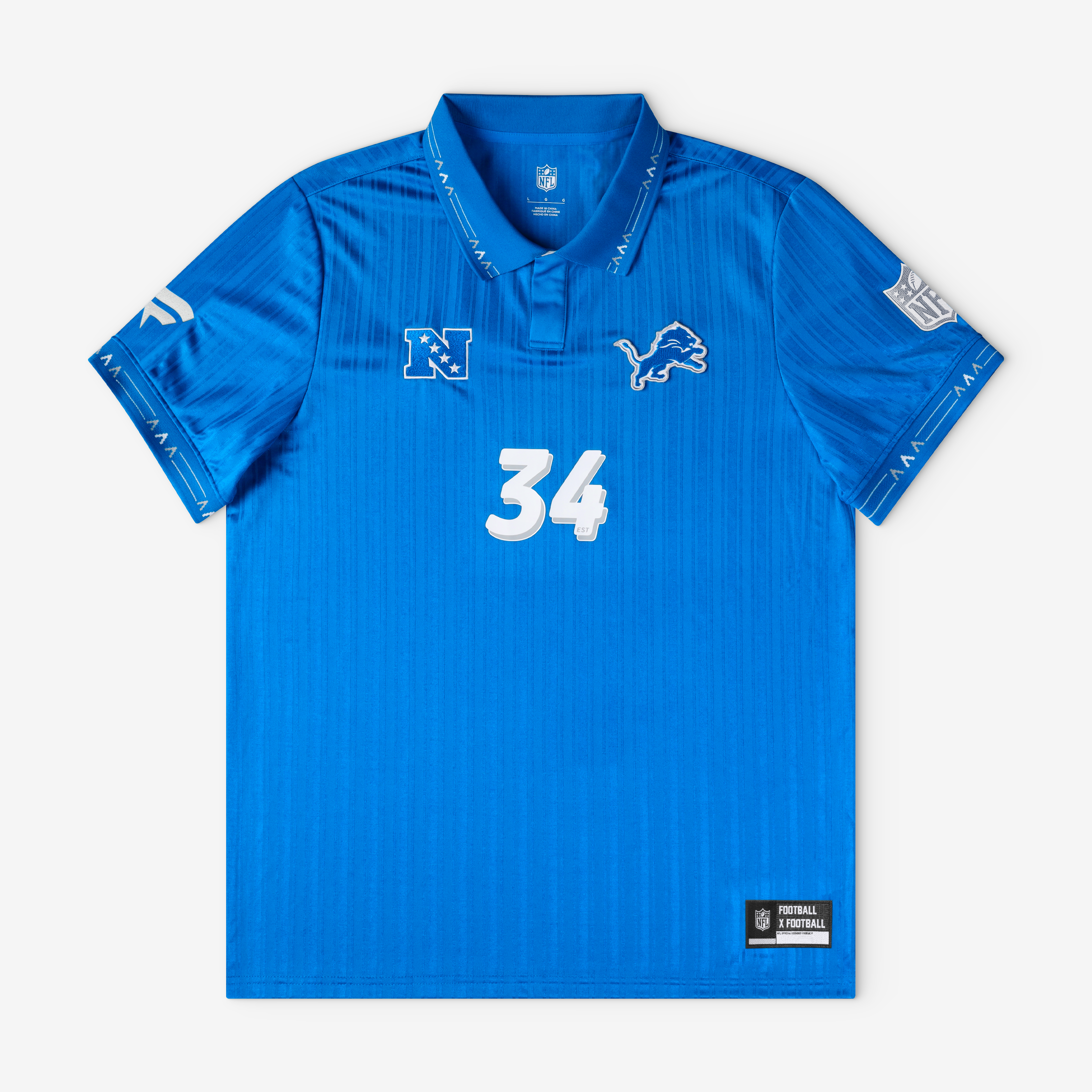 Men's Fanatics Blue Detroit Lions Football x Collared Fan Top