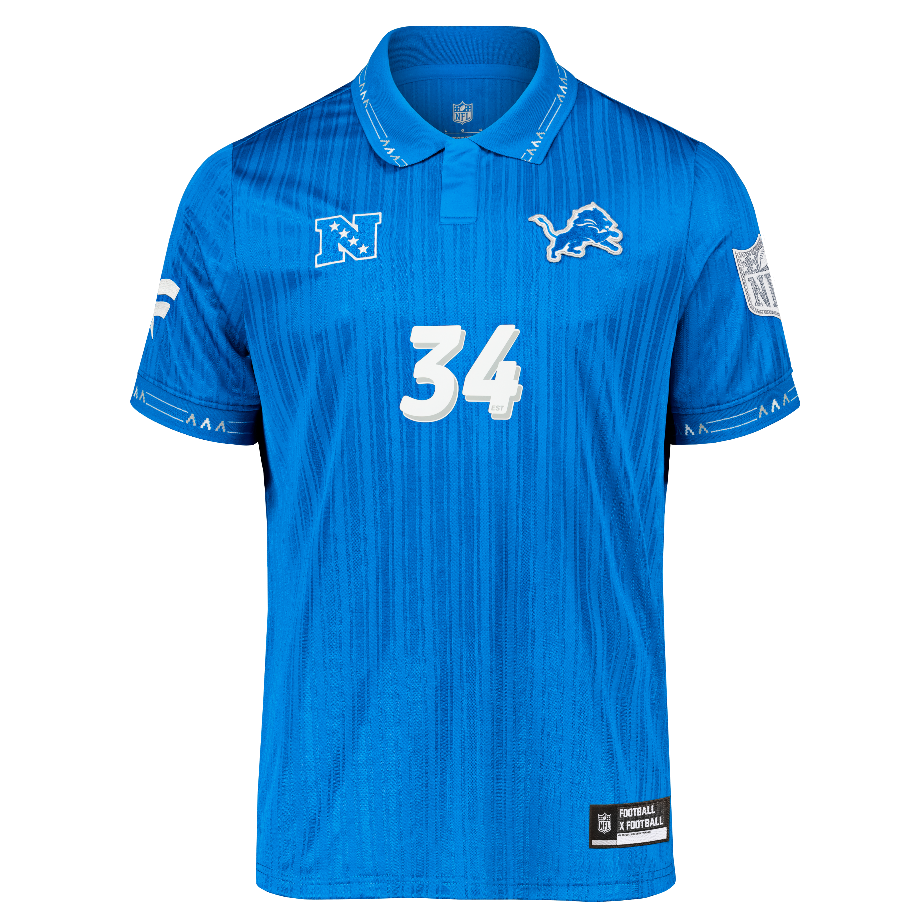 Men's Fanatics Blue Detroit Lions Football x Collared Fan Top