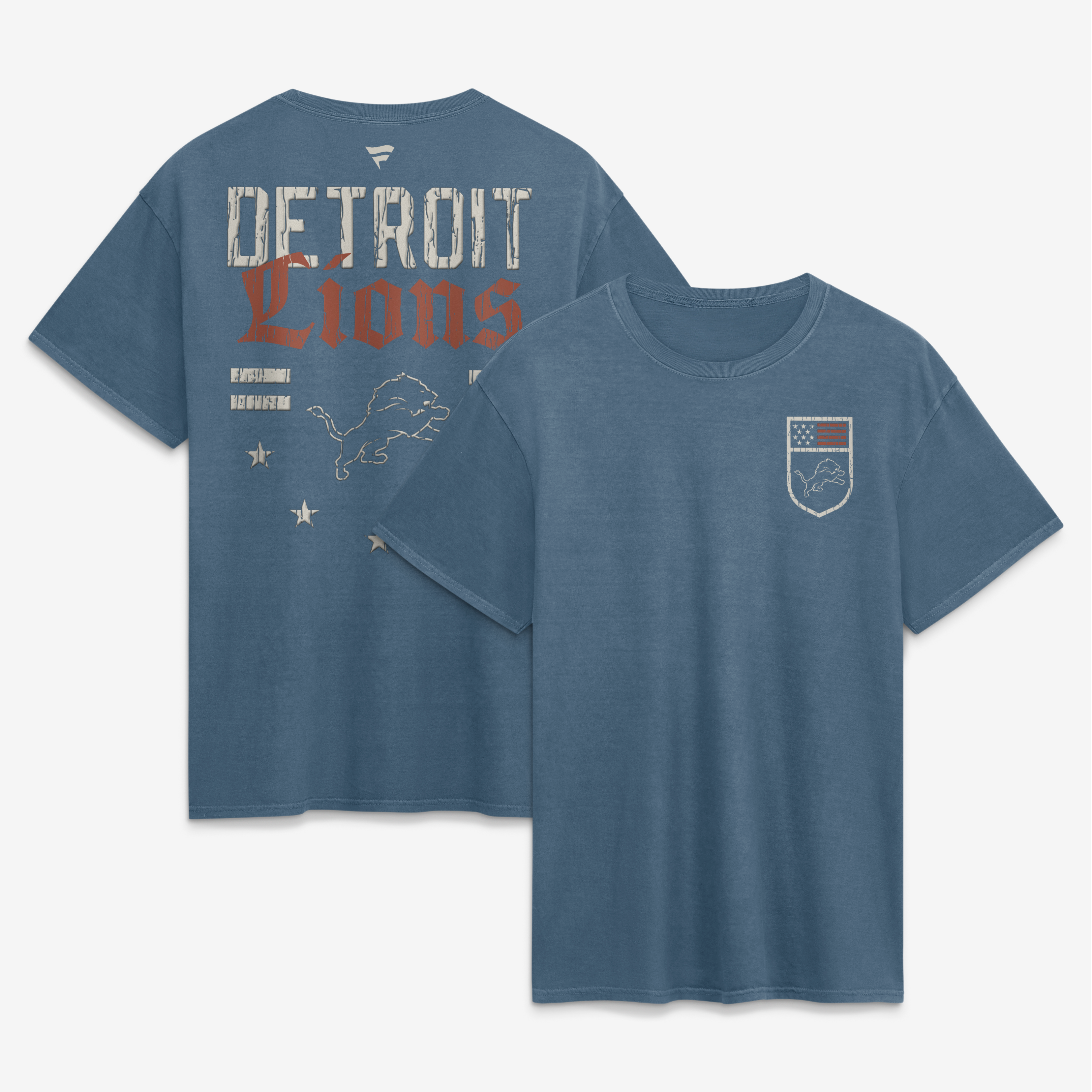 Men's Fanatics Blue Detroit Lions Washed Americana T-Shirt