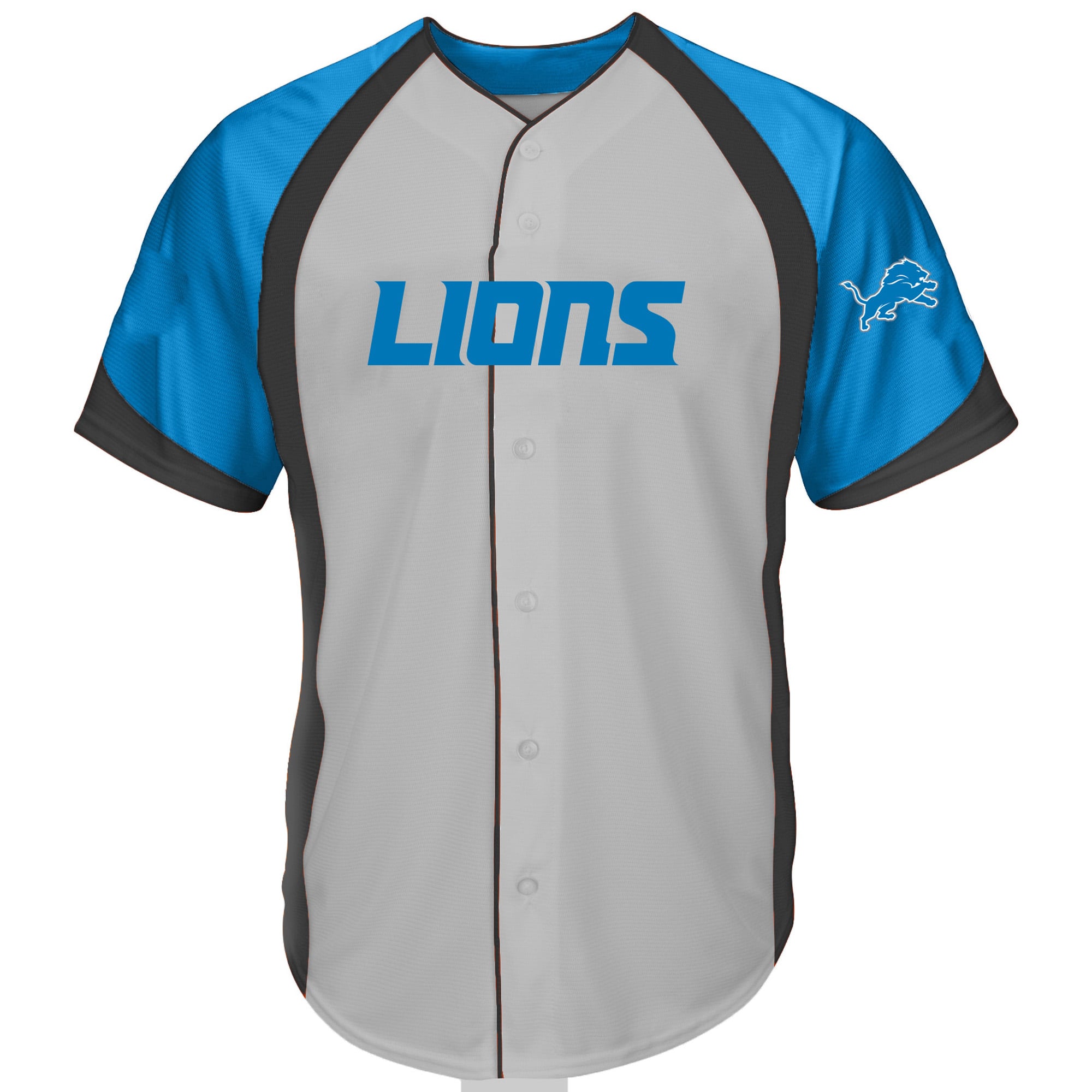 Men's Fanatics  Gray Detroit Lions Big & Tall Button-Up Raglan Fashion Top