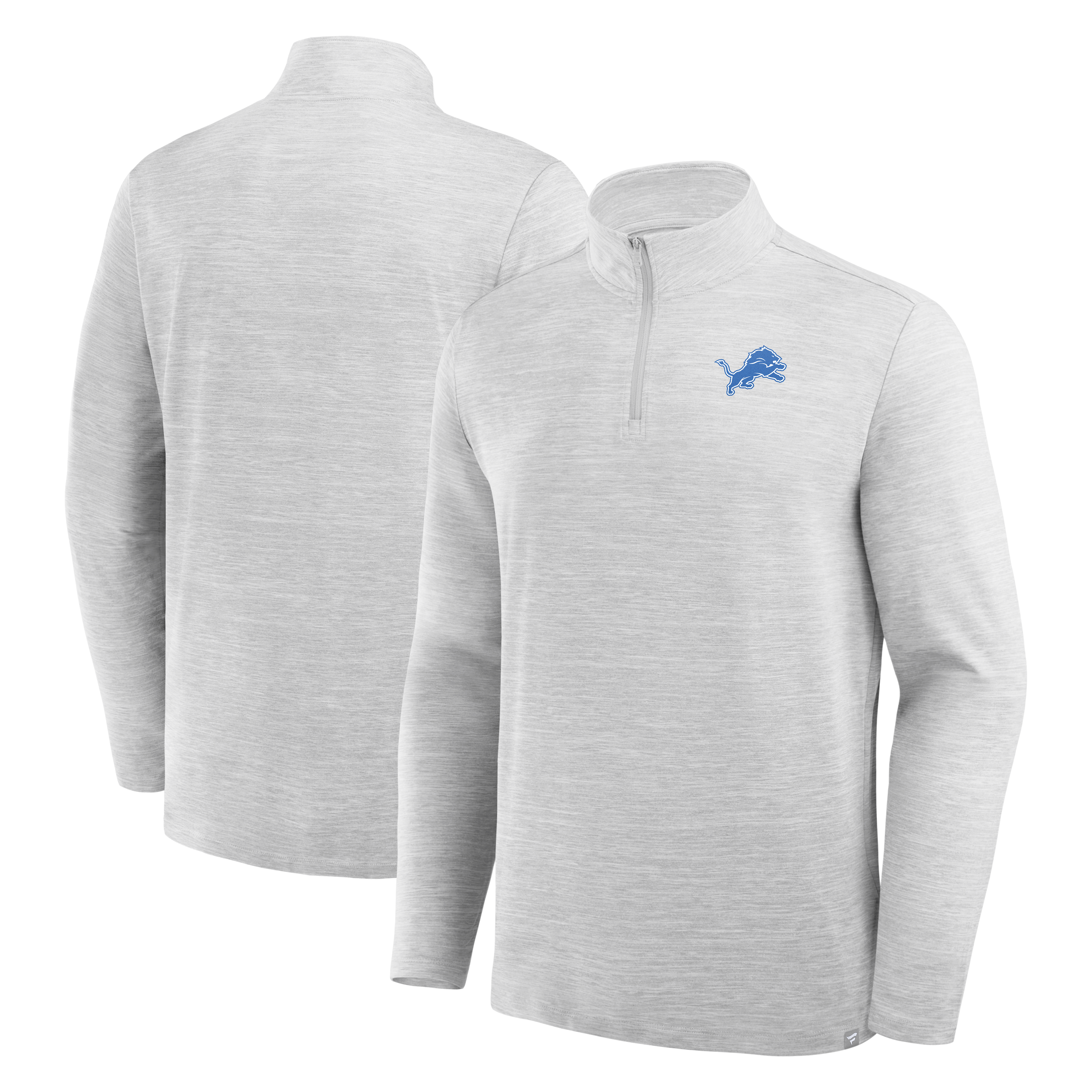 Men's Fanatics Heather Gray Detroit Lions Clutch Quarter-Zip Pullover