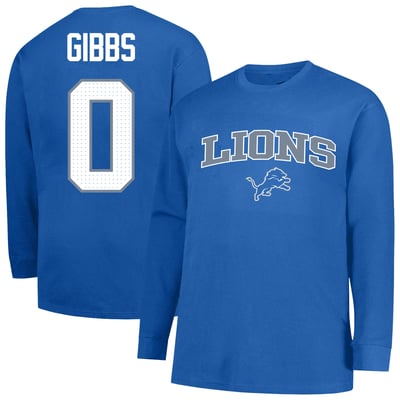 Jahmyr Gibbs Detroit Lions Fanatics Big & Tall Thermal Waffle Long Sleeve T-Shirt - Blue