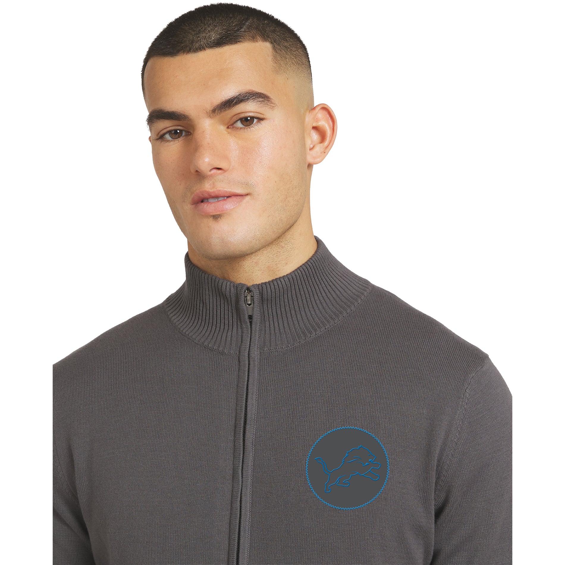 Men's J. Palmer Charcoal Detroit Lions All-Season Full-Zip Sweater