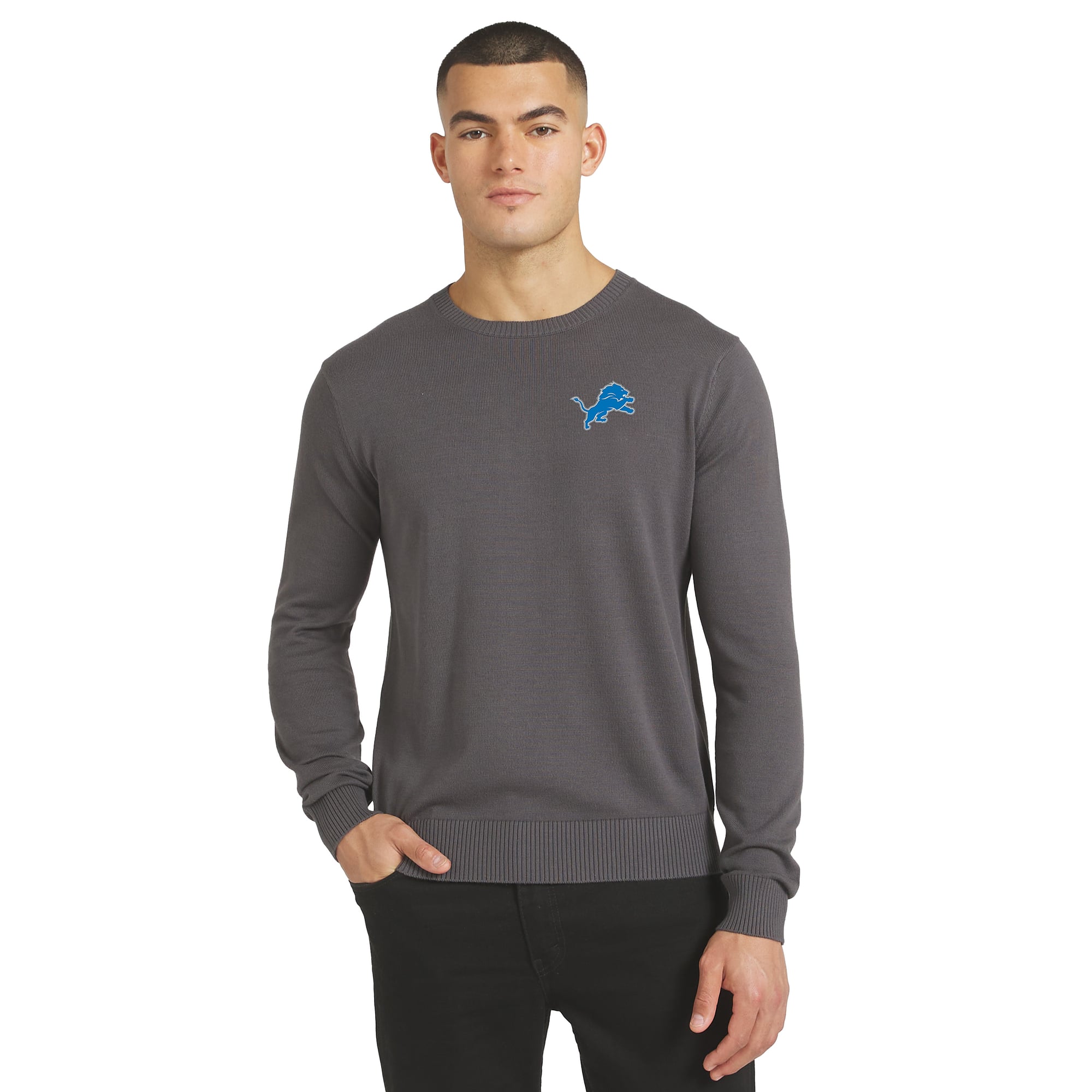Pull en toile J. Palmer gris anthracite des Lions de Détroit pour homme