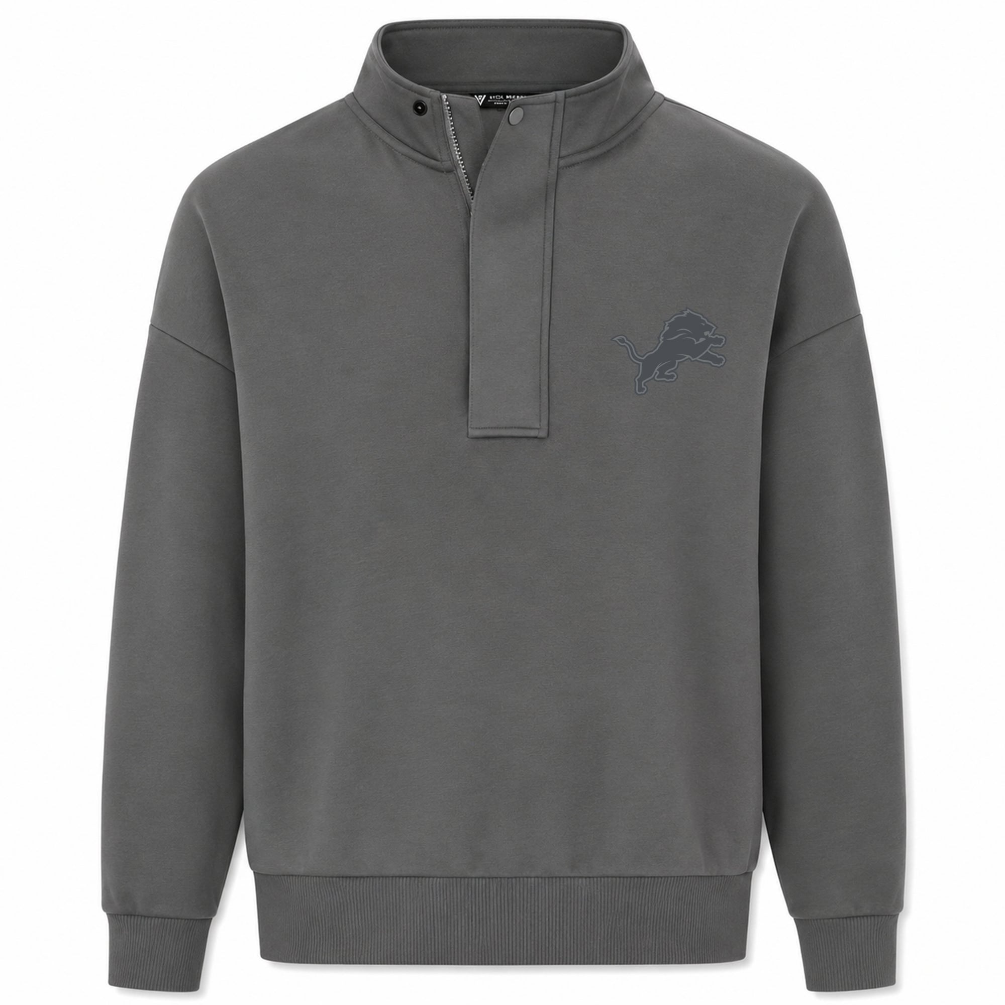 Pull à col zippé Levelwear gris Detroit Lions Core Logo Luxe Stein pour homme