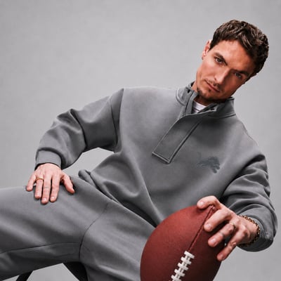  Detroit Lions Levelwear Core Logo Luxe Stein Quarter-Zip Pullover - Gray