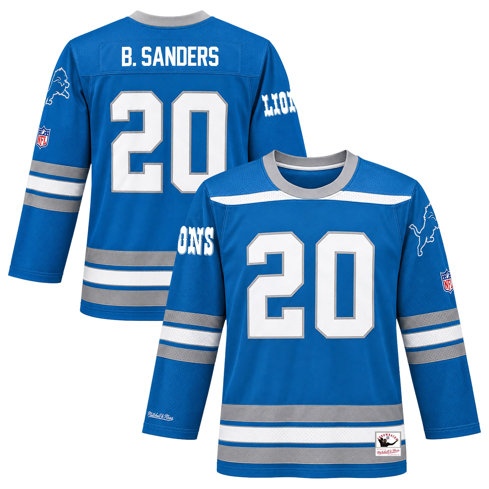 Maillot de hockey Mitchell & Ness Barry Sanders bleu des Lions Détroit pour homme