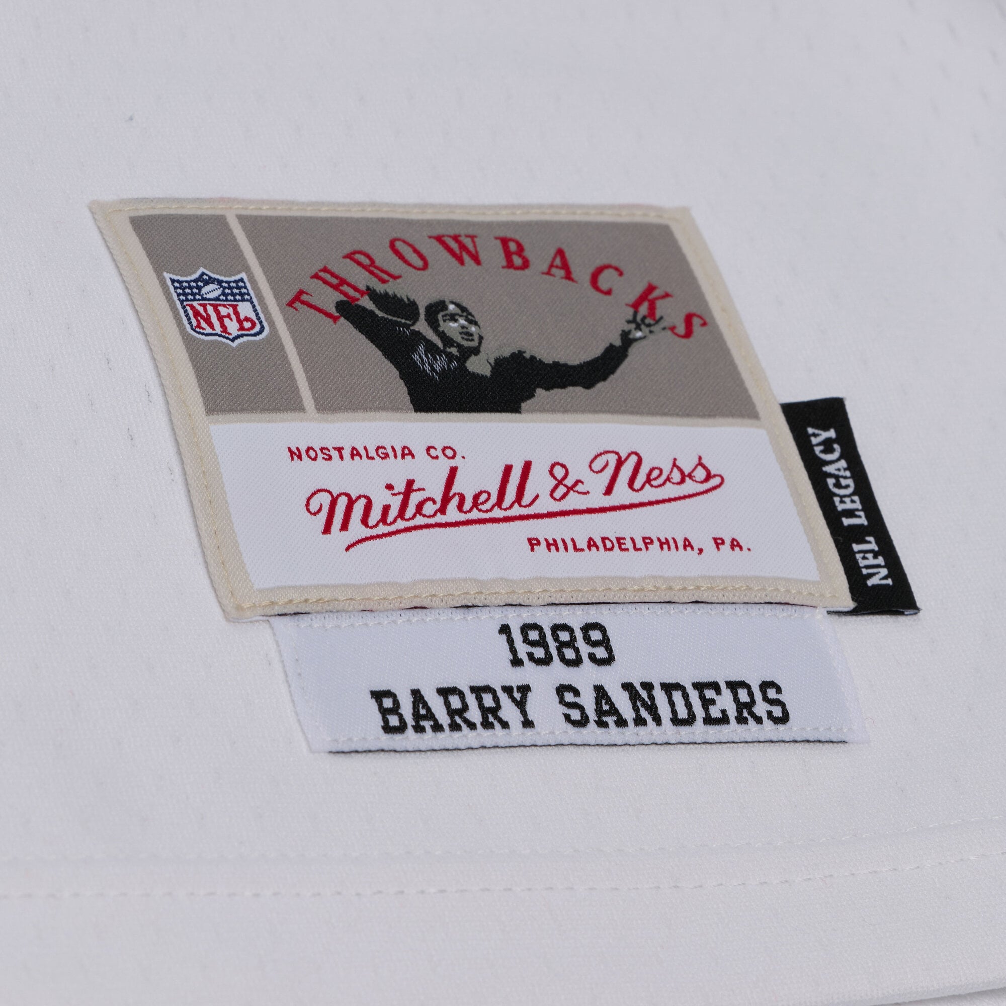 Men's Mitchell & Ness Barry Sanders White Detroit Lions 1989 Legacy Replica Player Jersey
