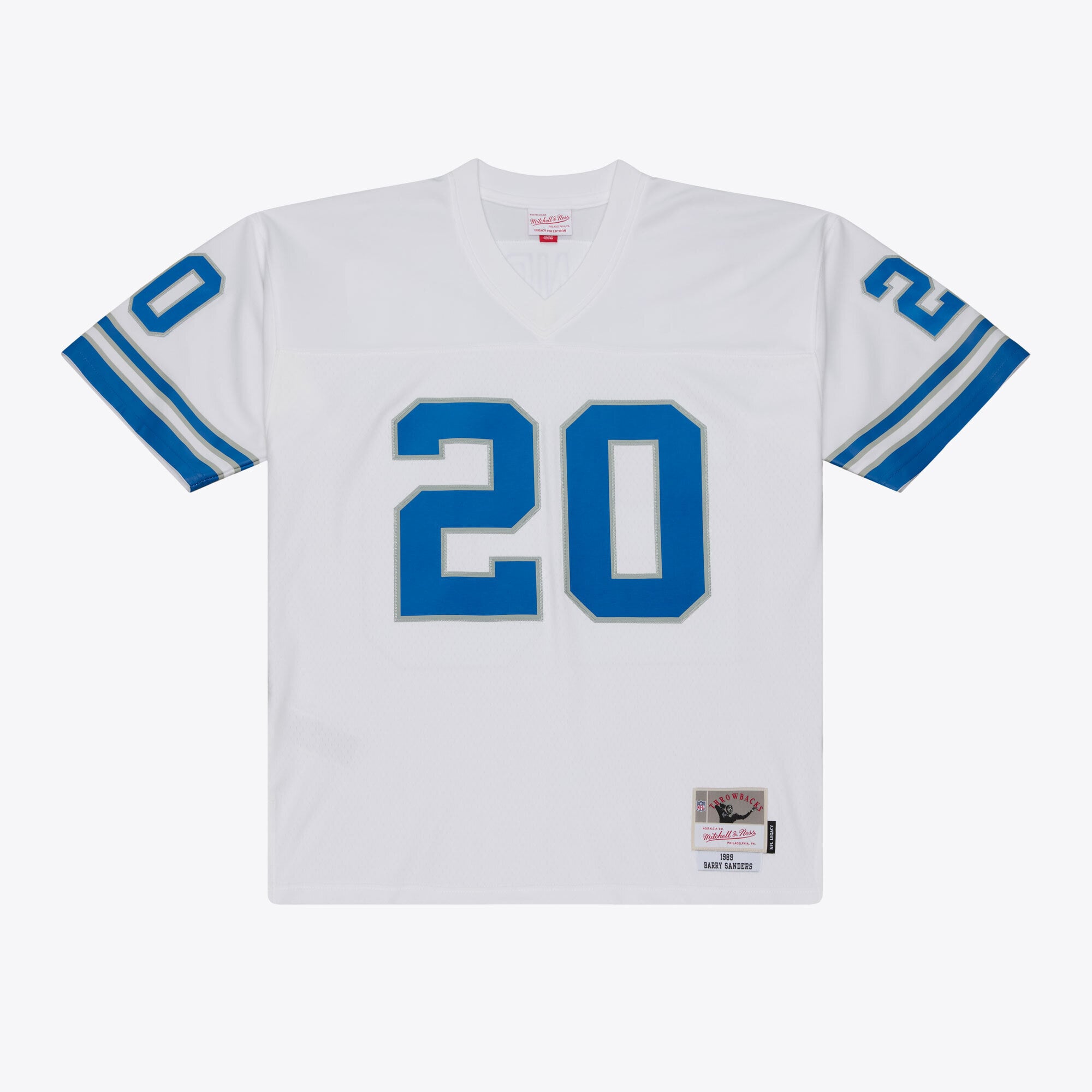 Men's Mitchell & Ness Barry Sanders White Detroit Lions 1989 Legacy Replica Player Jersey