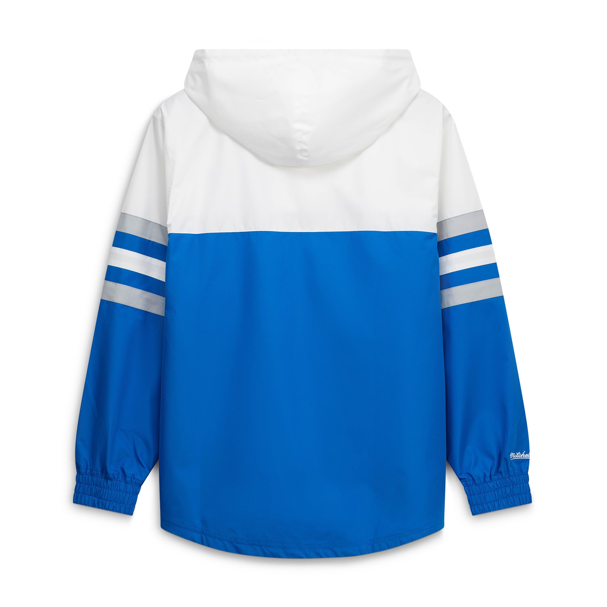 Men's Mitchell & Ness Blue Detroit Lions Head Coach Anorak Quarter-Zip Windbreaker Jacket