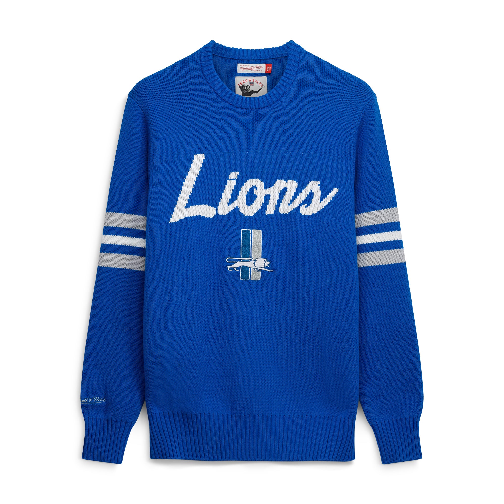 Men's Mitchell & Ness Blue Detroit Lions Head Coach Sweater