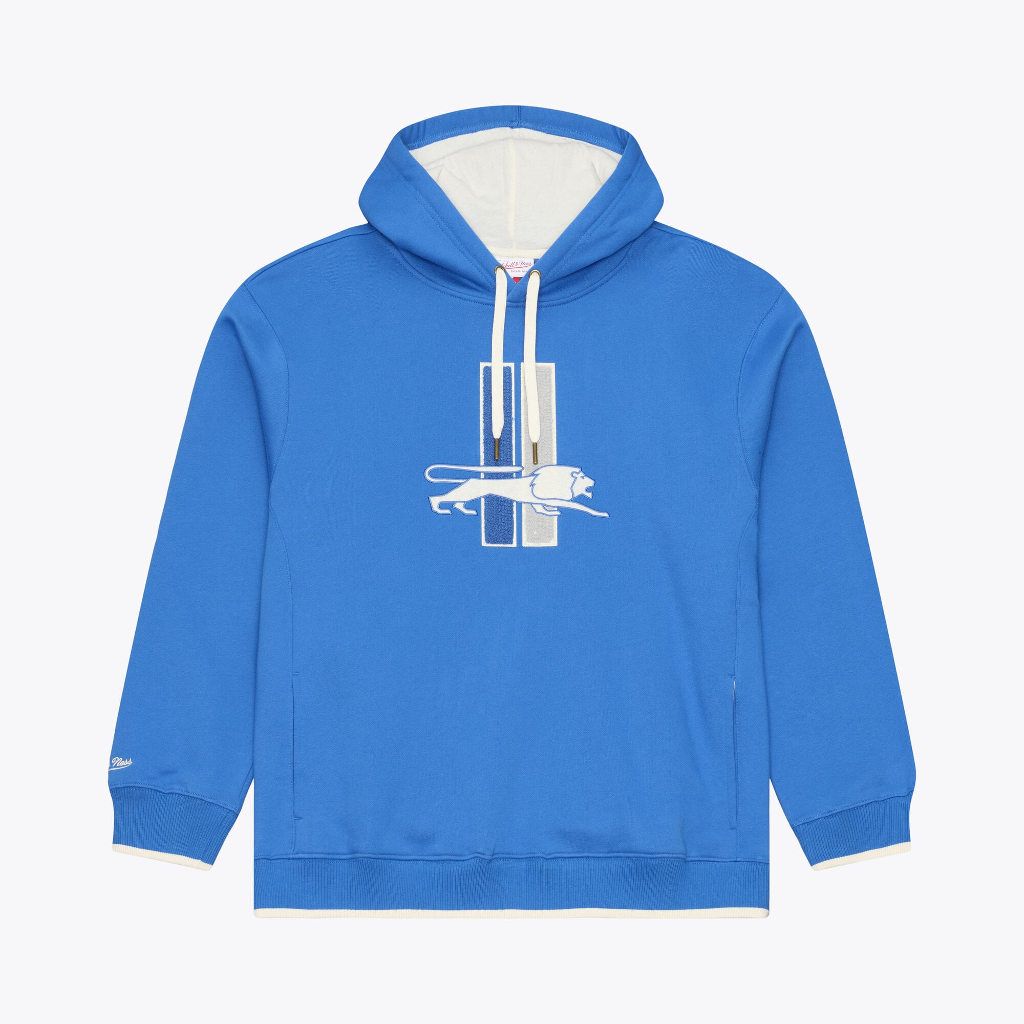 Sweat à capuche en polaire épaisse Mitchell & Ness bleu Detroit Lions pour homme