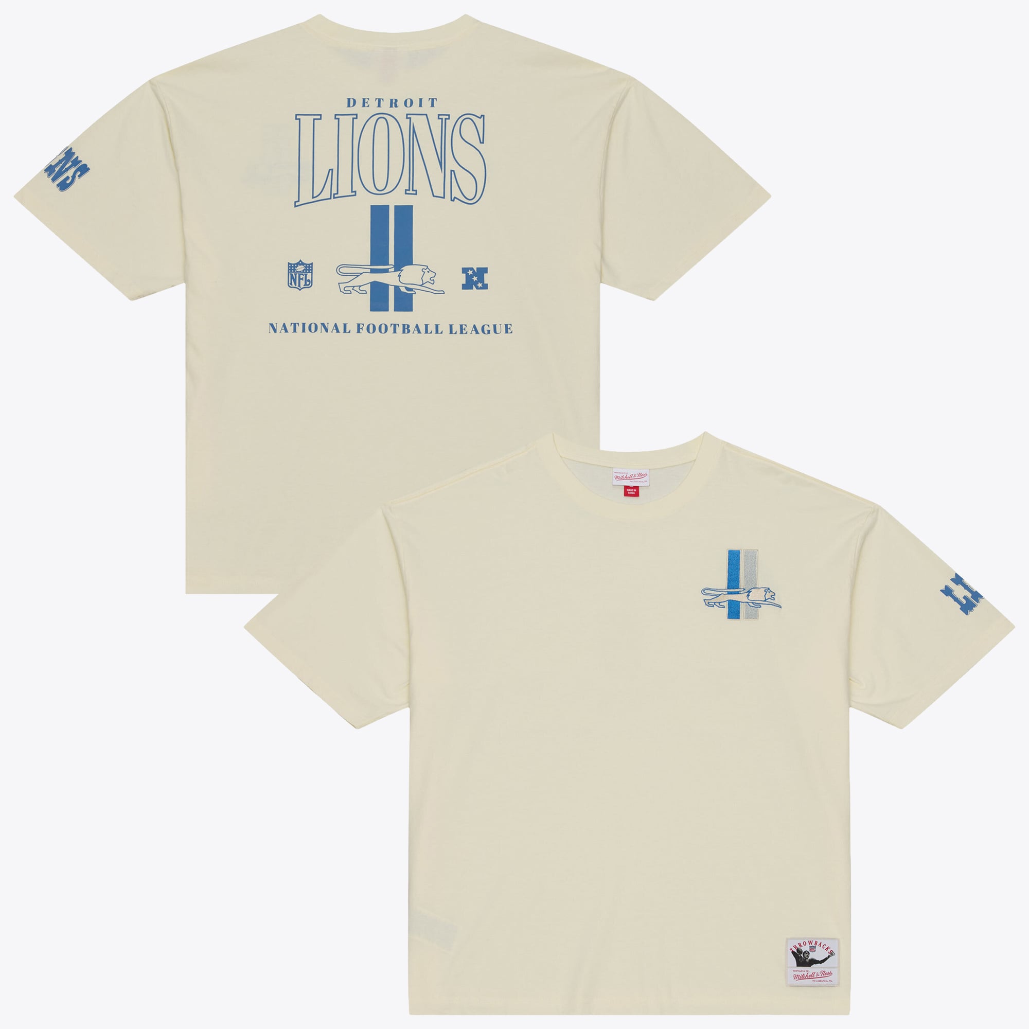 T-shirt Mitchell & Ness crème Detroit Lions oversize Heritage Hues pour homme