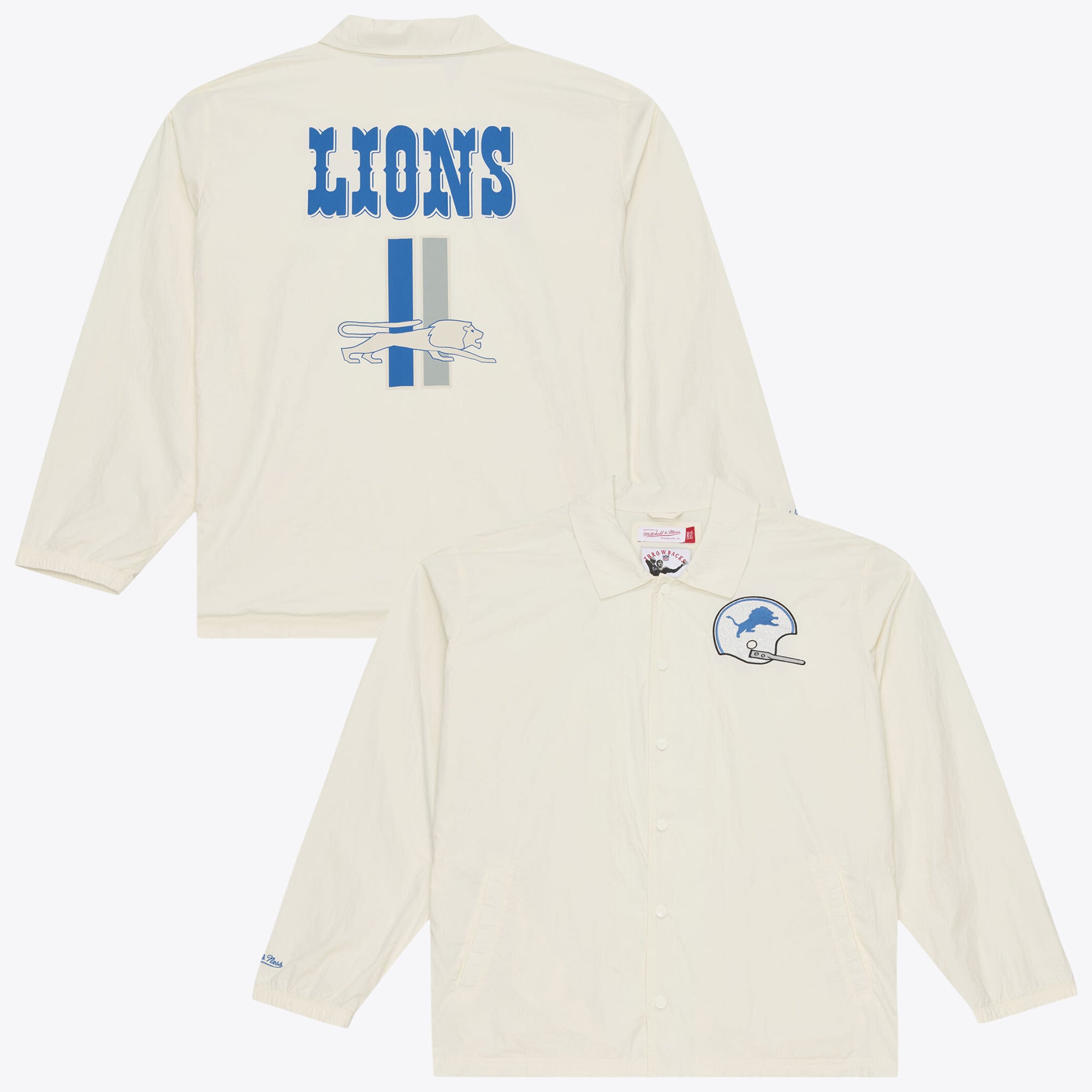 Veste d'entraîneur Mitchell & Ness crème Detroit Lions Retro Roots pour homme