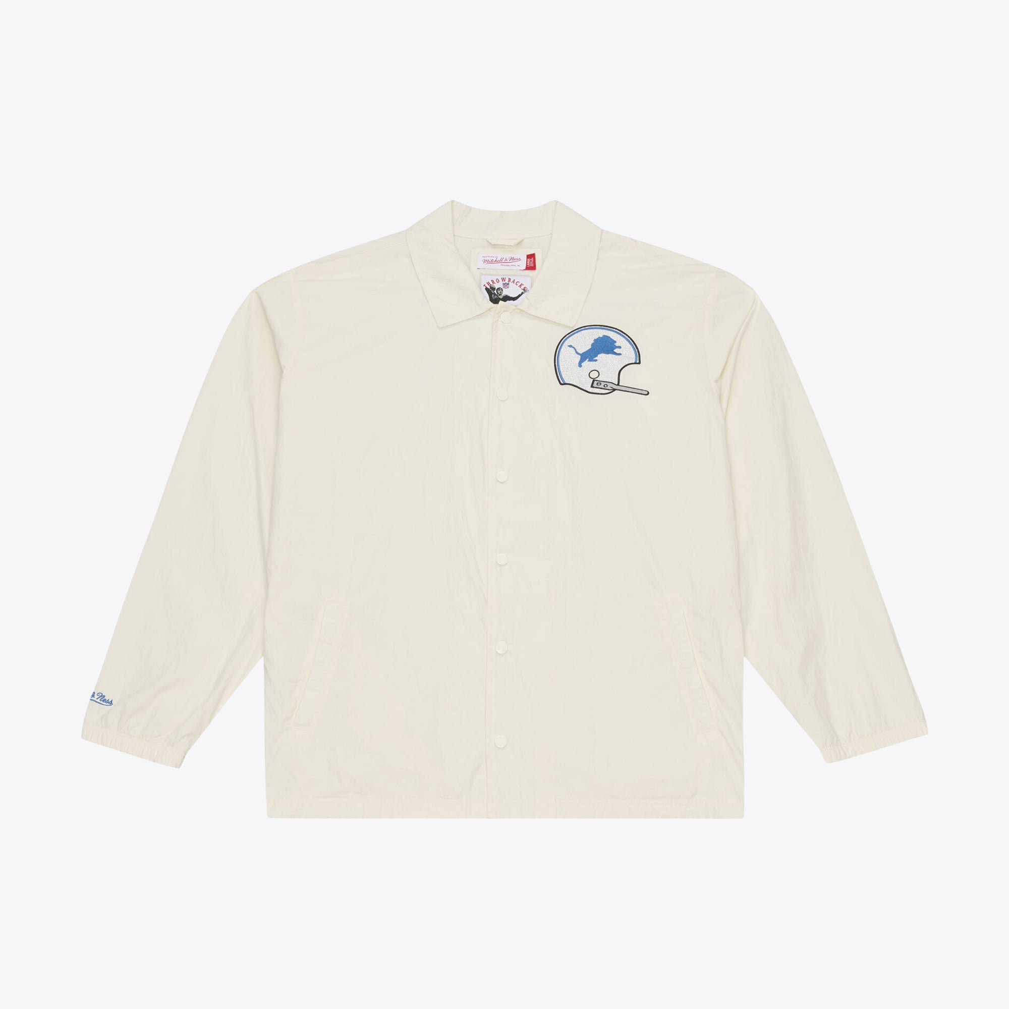 Veste d'entraîneur Mitchell & Ness crème Detroit Lions Retro Roots pour homme